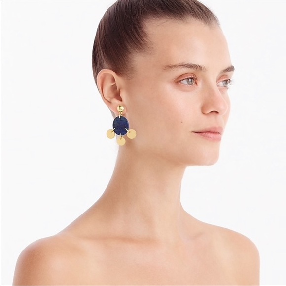 J. Crew Lapis Drop Stone & Disc Earrings - Picture 2 of 5